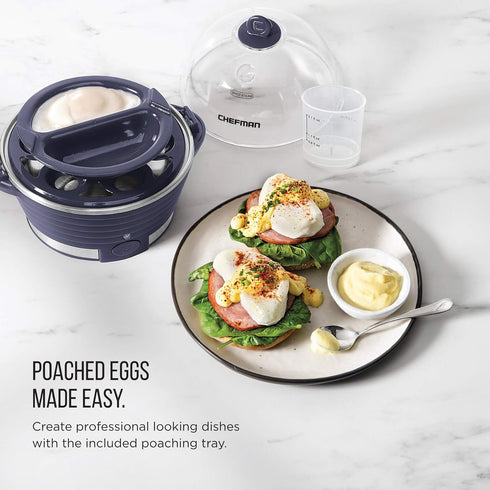 Chefman Electric Egg Cooker Boiler, Rapid Poacher, Makes Up To 6 Hard, Medium or Soft Boiled Eggs, BPA-Free
