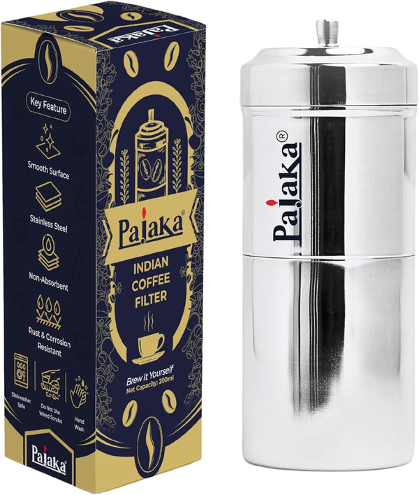 South Indian Filter Coffee Maker, 4-6 Cup Mug Madras Kaapi Kappi Drip Decoction Brewer, Stainless Steel (250 ML)