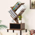 4-Tier Simple Deluxe Tree Bookshelf with Drawers, Compact Corner Bookcase with Storage Cabinet & Open Shelves, Rustic