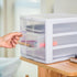 Sterilite 3 Drawer Desktop Storage Unit, White with Clear Drawers, Tabletop Organizer, 4-Pack