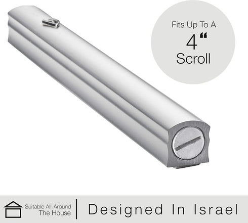 A&S Mezuzot Aluminum Mezuzah Case in Silver Shin Design, Weatherproof Door Mezuza Judaica Art (Silver, 5 Inches)