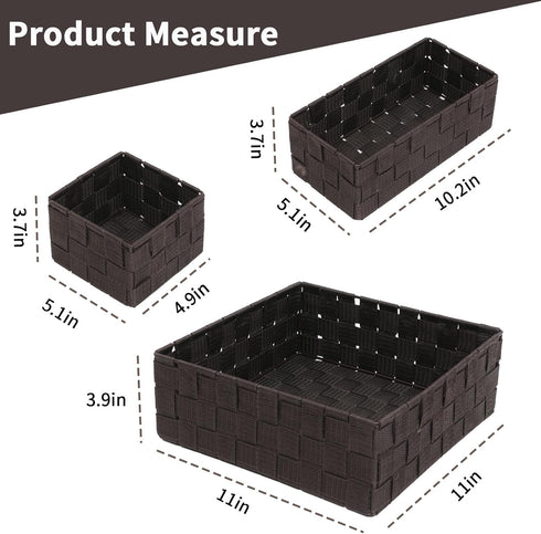 Drawer Organizer Bins, Woven Storage Stackable Box Set of 4, Cube Baskets for Organizing Drawers, Shelves, Cabinets, and Dressers (Brown) by Fboxac