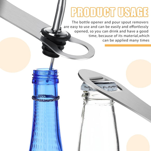 2 Pieces V Rod Bottle Opener and Pour Spout Remover, Stainless Steel for Bartenders and Home Kitchen