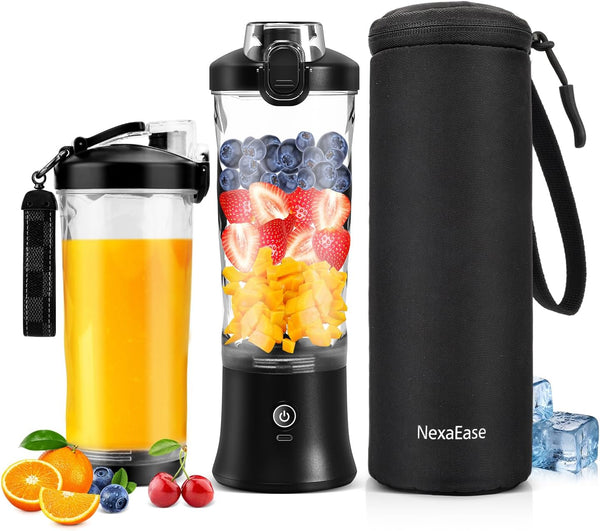 Portable Blender 20 Oz with Insulated Sleeve - Personal Juicer for Protein Shakes, Smoothies, USB Rechargeable, Travel