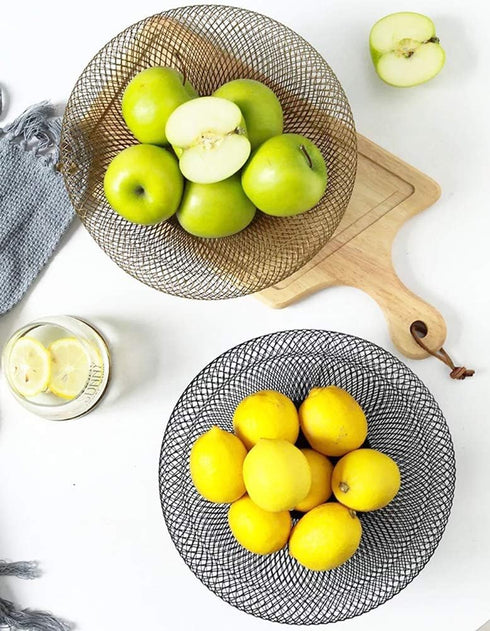 Decorative Metal Fruit Bowl, 10 Inch Black Candy Dish Holder Stand for Kitchen Counter Dining Room Table