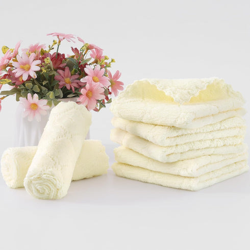 Homaxy 12 Pack Kitchen Dish Cloths, 10 x 10 Inches, Cream Yellow, Super Soft Absorbent Coral Velvet Cleaning Cloths