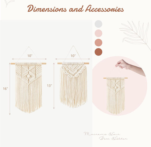 Mkono 2 Pcs Macrame Wall Hanging, Boho Wall Art Decor, Chic Bohemian Room Decor for Bedroom and Living Room