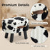Small Footstool with Handle, Faux Fur Ottoman Foot Rest with Padded Seat, Curved Foot Stool with Wooden Legs, Portable