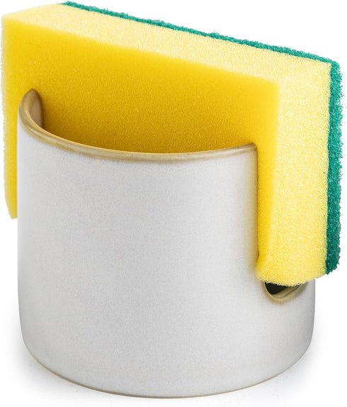 Zoeeker Sponge Holder for Kitchen Sink, Ceramic Dish Sponge Drying Caddy Scrubby