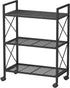 SONGMICS 3-Tier Metal Storage Rack with Wheels, Mesh Shelving Unit for Entryway, Kitchen, Living Room