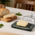 Countertop Koville Green Marble Butter Dish with Glass Lid for and Refrigerator Door Shelf, Green Marble Butter Keeper