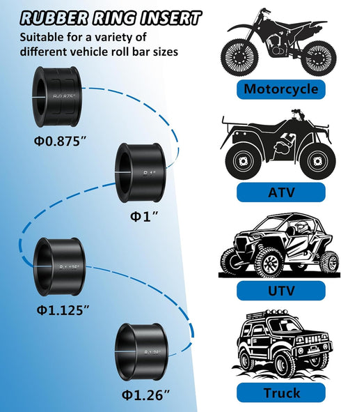 2 PCS Light Bar Mounts, Aluminium Alloy Roll Bar Clamp, Sturdy Mounting Bracket for 0.875"/1"/1.125"/1.26"/1.375"