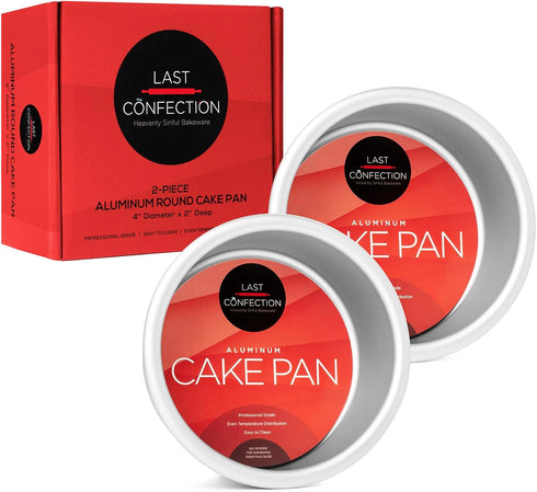 LAST CONFECTION 2-Piece Round Cake Pan Set, 4" x 2" Deep Aluminum Pans