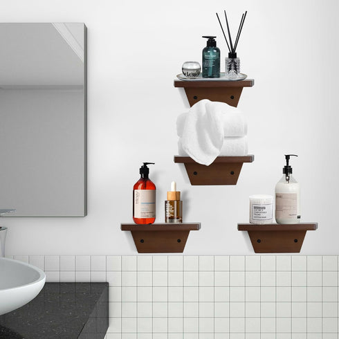 Room,Bedroom,Kitchen,Office,Pine,8x6 Inch,2 Pack(Walnut) PHOENANCEE Small Floating Shelves,Trapezoid Wall Shelf