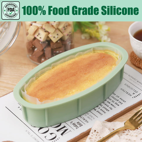 Silicone Oval Cheesecake Pan, 2 Pack Non-Stick Bakeware for Oven and Pot Baking, QLG0111-9x4.6x2.2 inch