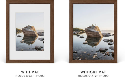 9x12 6x8 9x12 (9x12 HAUS AND HUES Picture Frame with Real Glass and Walnut American Oak Matted to - Oak Frame Wood