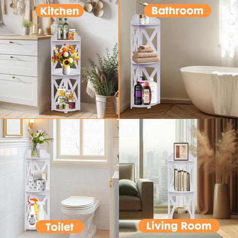 ShellKingdom Toilet Paper Stand, Corner Shelf Stand, Small Bathroom Storage Cabinet for Bathroom, Home, Small Space