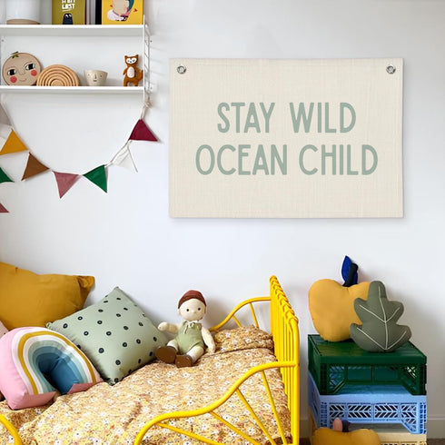 Wheatwin 20x30 Nursery Wall Decor, Ocean Theme Classroom Decor, Ocean Nursery Decor, Stay Wild Ocean Child Linen Canvas