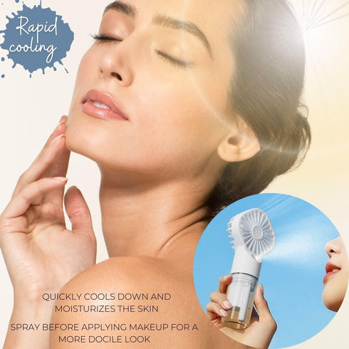 Portable Mini Fan with Mist, Rechargeable Handheld Misting Fans for Travel, Office, Outdoor Use