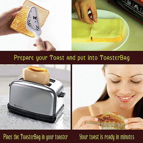 Non Stick Toaster Bags Reusable and Heat Resistant, Perfect for Grilled Cheese Sandwiches (10)