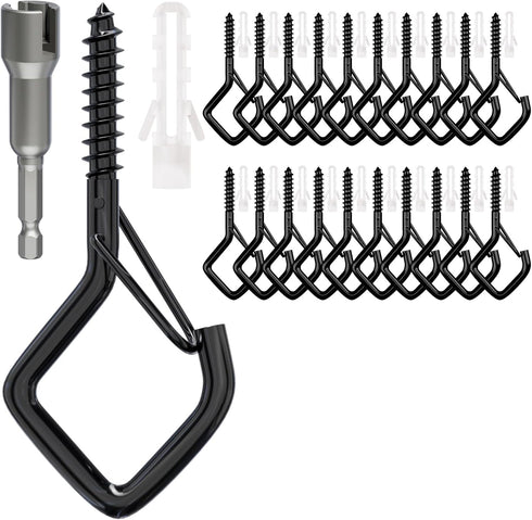 coutnier 20 PCS Screw Hooks with Safety Buckle, Heavy Duty Ceiling Hooks for