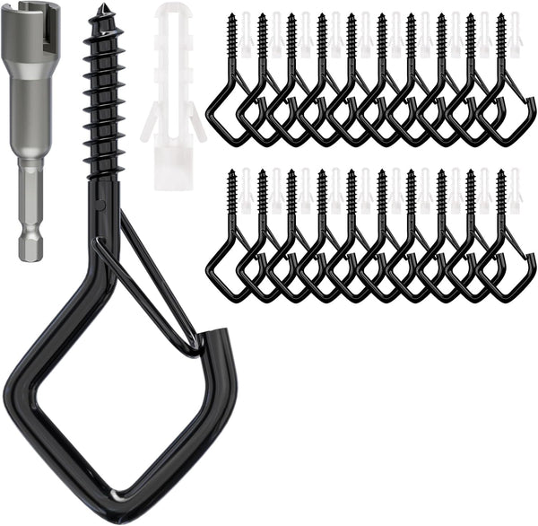 coutnier 20 PCS Screw Hooks with Safety Buckle, Heavy Duty Ceiling Hooks for