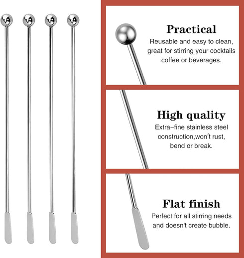 15Pcs Metal Stir Sticks, Stainless Coffee Stirrers Reusable, Swizzle Sticks for Cocktails, Multifunctional Stir Sticks