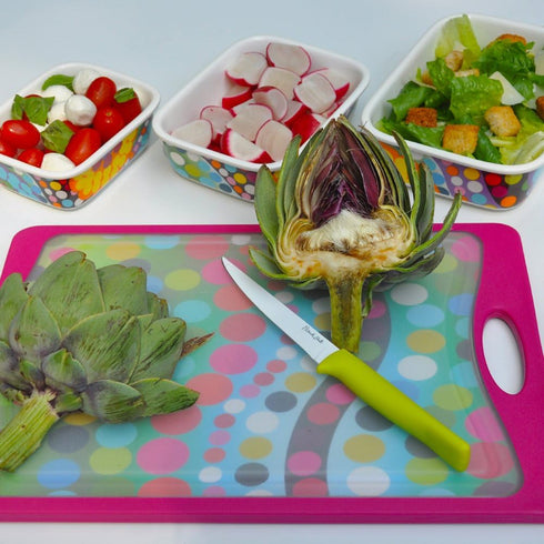 French Bull Easy Grip Multi-Size Microban Antimicrobial Cutting Board-Plastic, Non Slip, Non Porous, Knife Friendly, BPA-Free, Dishwasher Safe, 14.5", Bindi by French Bull
