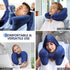 Sunany Neck Pillow for Travel - Inflatable Airplane Pillow with Soft Velour Cover and Portable Drawstring Bag (Blue)