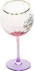 Pavilion Gift Company I Used To Be Hitched But I'm Better Now, 11 Oz Red Ombre & Gold Tipsy Stemmed Wine Glass