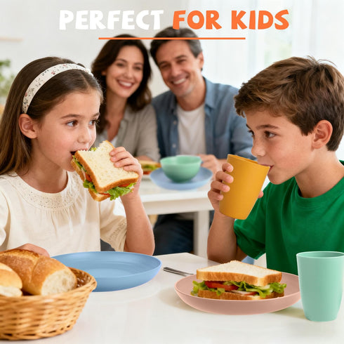 Sets 20 4, Sets, Set, Wheat Straw Dinnerware PCS Service for Unbreakable Kitchen Plates and Bowls Microwave Dishwasher