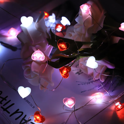 30 Curyidy Valentines Day Decor Heart String Lights, LED Fairy Lights with Remote Control & Waterproof Battery Operated