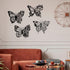 Pelopy 4 Pcs Butterfly Metal Wall Decor, Boho Iron Hanging Wall Art, Flower Wall Art for Bedroom Living Room, Black