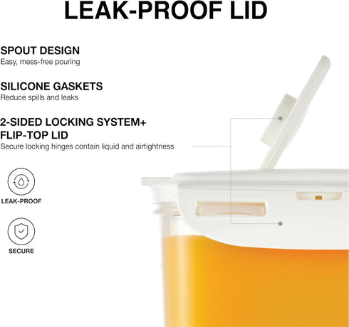 LocknLock Aqua Fridge Door Water Jug with Handle, BPA Free Plastic Pitcher with Flip Top Lid, 2 Quarts, Ivory