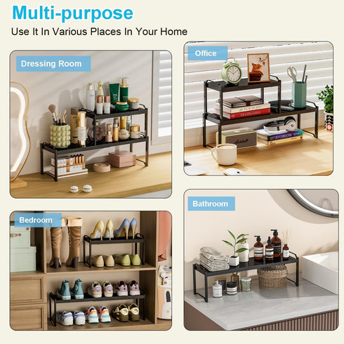 X-cosrack 1 Pack Countertop Countertop Counter Length:25.5" Expandable Cabinet Shelves, Stackable Shelves Organizers