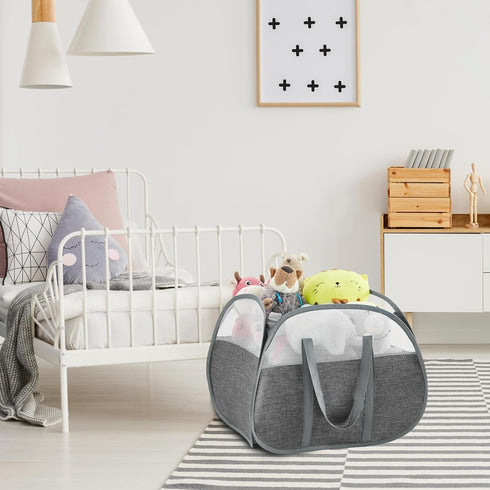 TECHMILLY Pop Up Foldable Laundry Basket, 90L Large Capacity Tear Proof Hamper with Reinforced Handles for Dirty