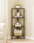 4-Tier BS05BK004 TUTOTAK Corner Shelf, Corner Bookshelf for Small Space, Narrow Display Corner Shelf Stand with Storage