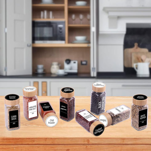 SWOMMOLY 892 Spice Jar Labels in 5 Types with Chalk Marker Set, 800 Printed Spice Labels with 92 Extra Write-on Stickers