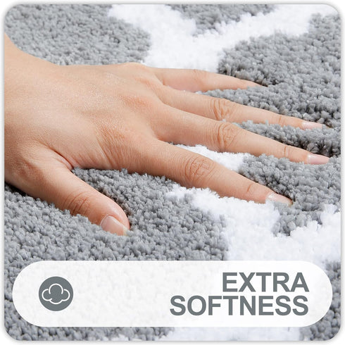 OLANLY Soft and Absorbent Bathroom Rugs 24x16, Non-Slip Shaggy Shower Carpet, Machine Wash Dry, Grey Bath Mats