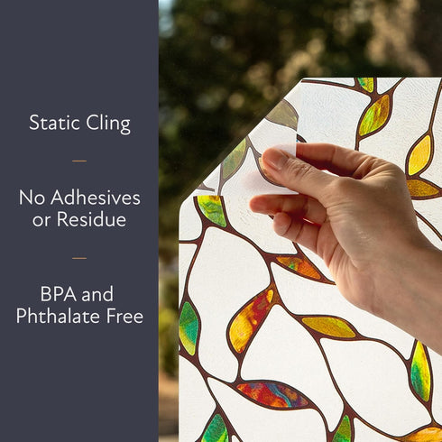 Artscape Cascade Sidelight, Window Privacy Film, Stained Glass Pattern, 12 x 83 inches