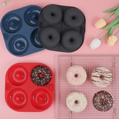Webake Silicone Air Fryer Donut Pan, 4-Cavity Nonstick Donut Mold, Set of 3