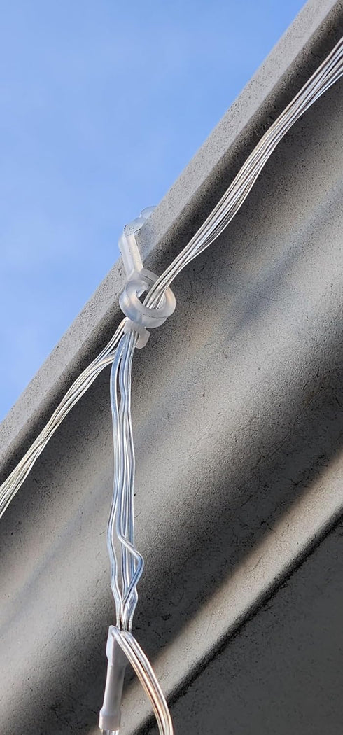 Kihanyoh (120, Christmas Light Clips, White Gutter Hooks Outside String Lights Clips Weatherproof Outdoor Seasonal