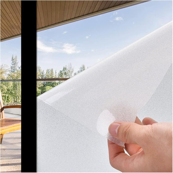 Coavas Frosted Glass Window Privacy Film, Non-Adhesive Stained Glass Window Covering for Home Office 11.8x78.7