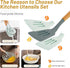 QMVESS Silicone Kitchen Utensils Set, 35 Pcs Non-Stick Cooking Accessories with Wooden Handles