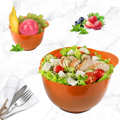 BoxedHome 4 Piece Nesting Plastic Mixing Bowl Set, Mixing Bowls with Pour Spouts, Size 1.7, 2.5, 3.5 and 4.5qt for