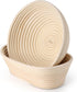 Sourdough Bread Proofing Baskets Banneton Set of 2, Round & Oval Sourdough Banneton Bowl with Liners, Handmade Quality Indonesian Rattan Bread Baking Supplies by Jeensley