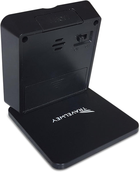 Digital Travel Alarm Clock - Simple Operation, Loud Alarm, Snooze, Small and Light, Battery Powered, Black