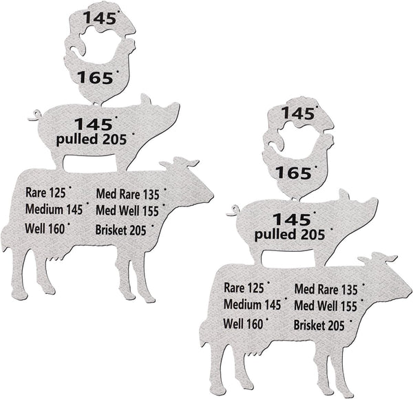 2pcs Meat Temperature Magnet, Waterproof Metal Smoker Temp Magnet Chart for Cooking, BBQ Gift for Men