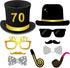 Konsait 70th Birthday Party Photo Booth Props (50 Counts) Black and Gold Decorations for Him Her