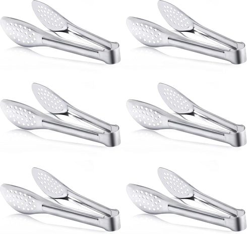 6 Pack Stainless Steel Buffet Tongs, 7-Inch Serving Tongs, Serving Utensils